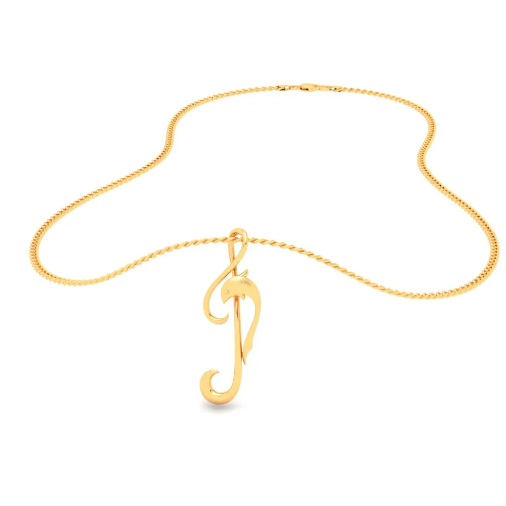 14KT Musical Note And Dolphin Gold Pendant From Online Exclusive