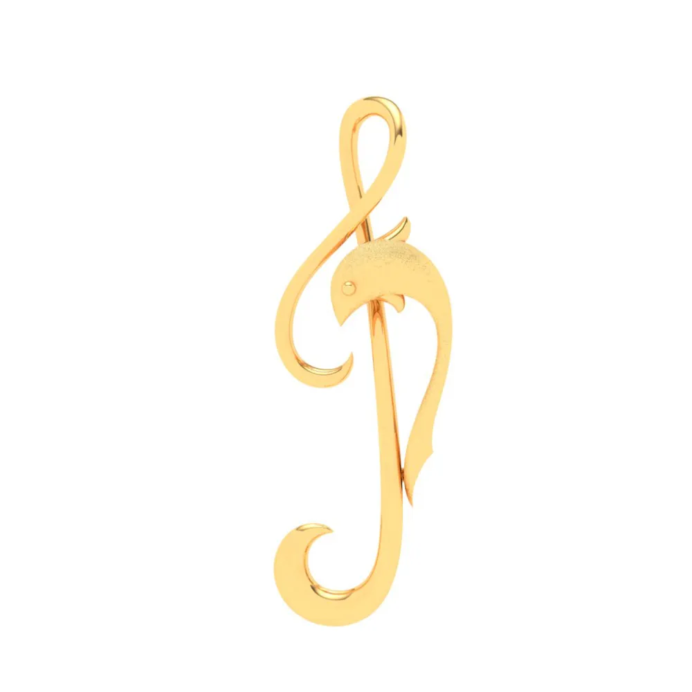 14KT Musical Note And Dolphin Gold Pendant From Online Exclusive