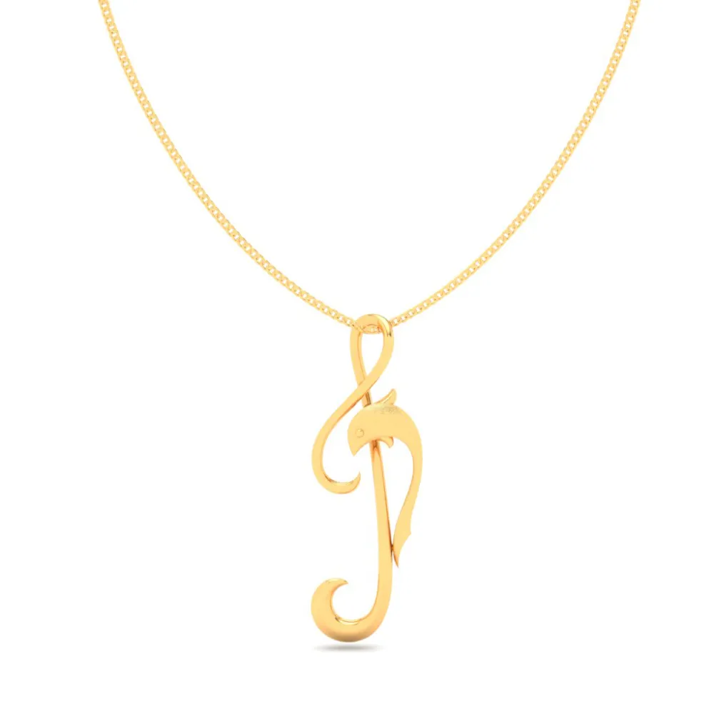 14KT Musical Note And Dolphin Gold Pendant From Online Exclusive