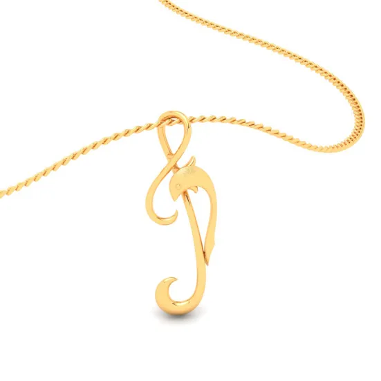 14KT Musical Note And Dolphin Gold Pendant From Online Exclusive