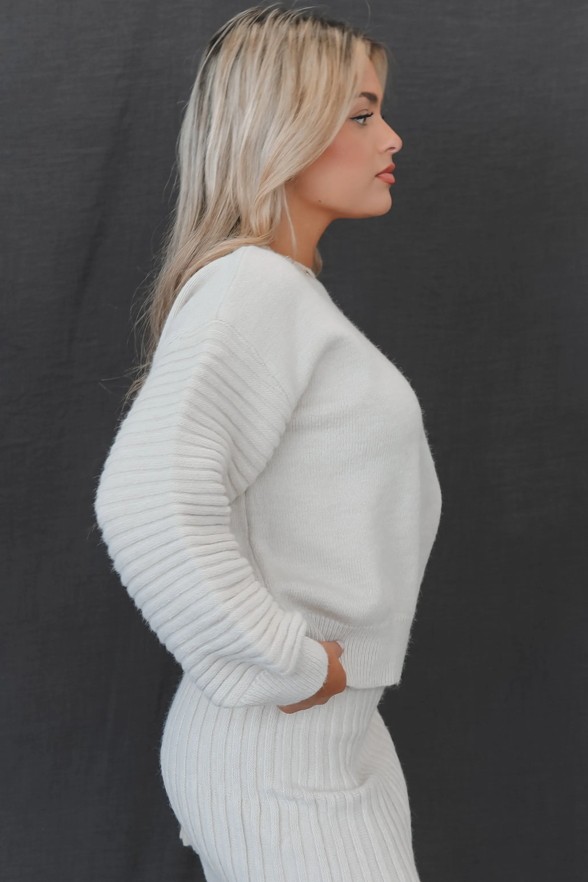 A Little Dressed Up Beige Stockholm Sweater Top