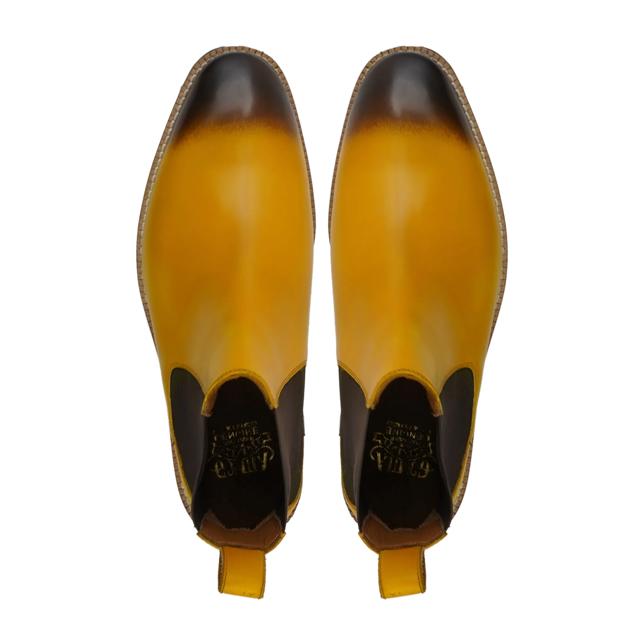 Abigal - Men's Burnish Yellow Calf Leather Chelsea Boot