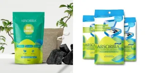 Absorbia Charcoal Bag 75gx2| Absorbia Moisture Absorber Absorbia Sachet - Pack of 3 (200ml Each) | Dehumidier for Bags, Suitcases Drawers