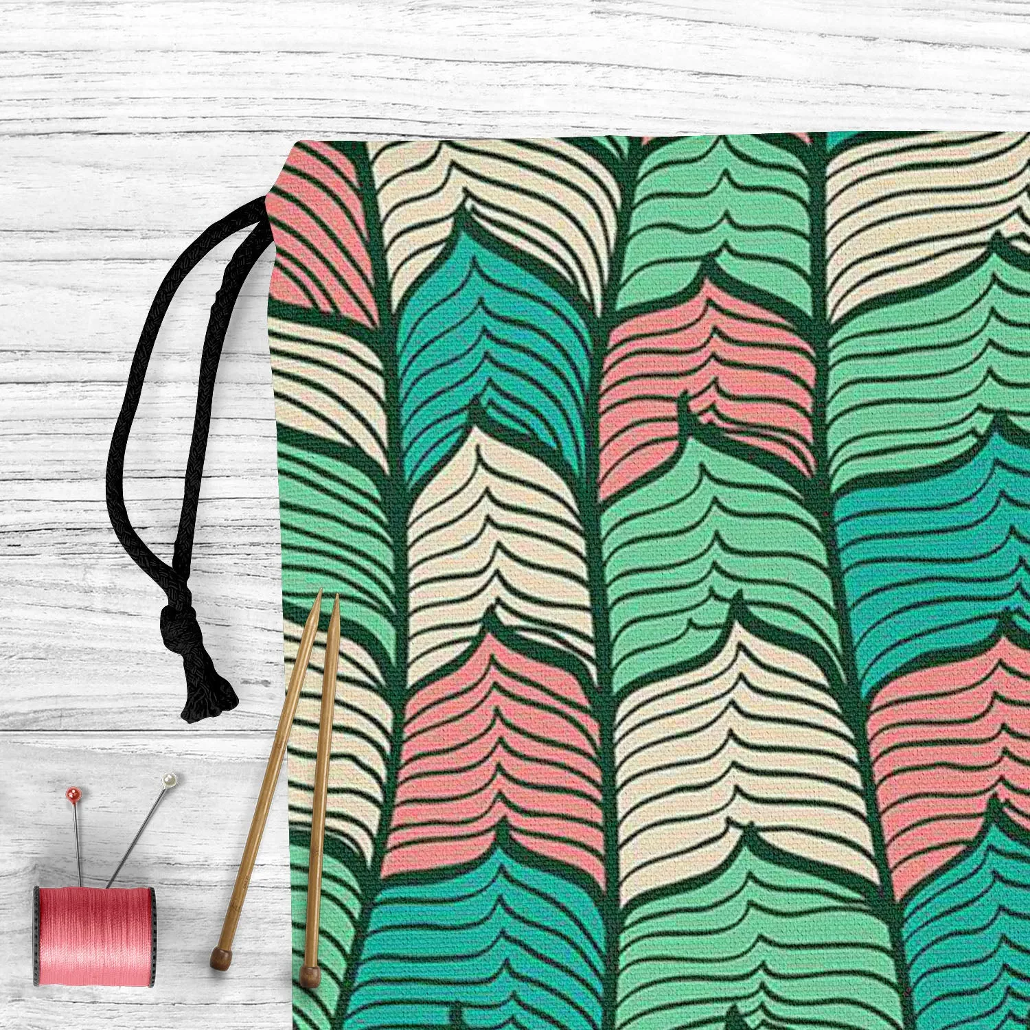 Abstract Waves D1 Reusable Sack Bag | Bag for Gym, Storage, Vegetable & Travel