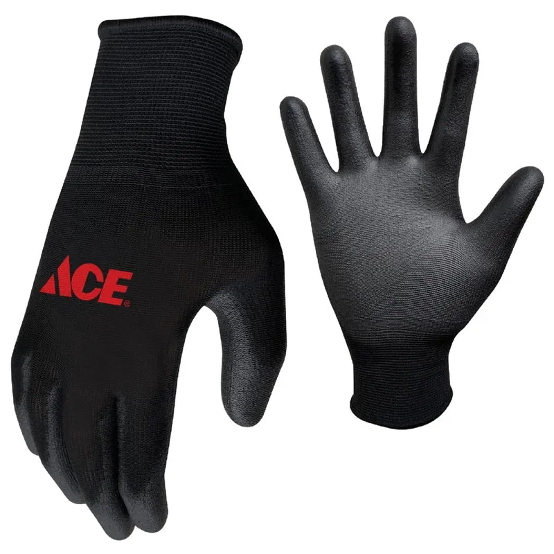 Ace Men's Indoor/Outdoor Coated Work Gloves Black XL 1 pair