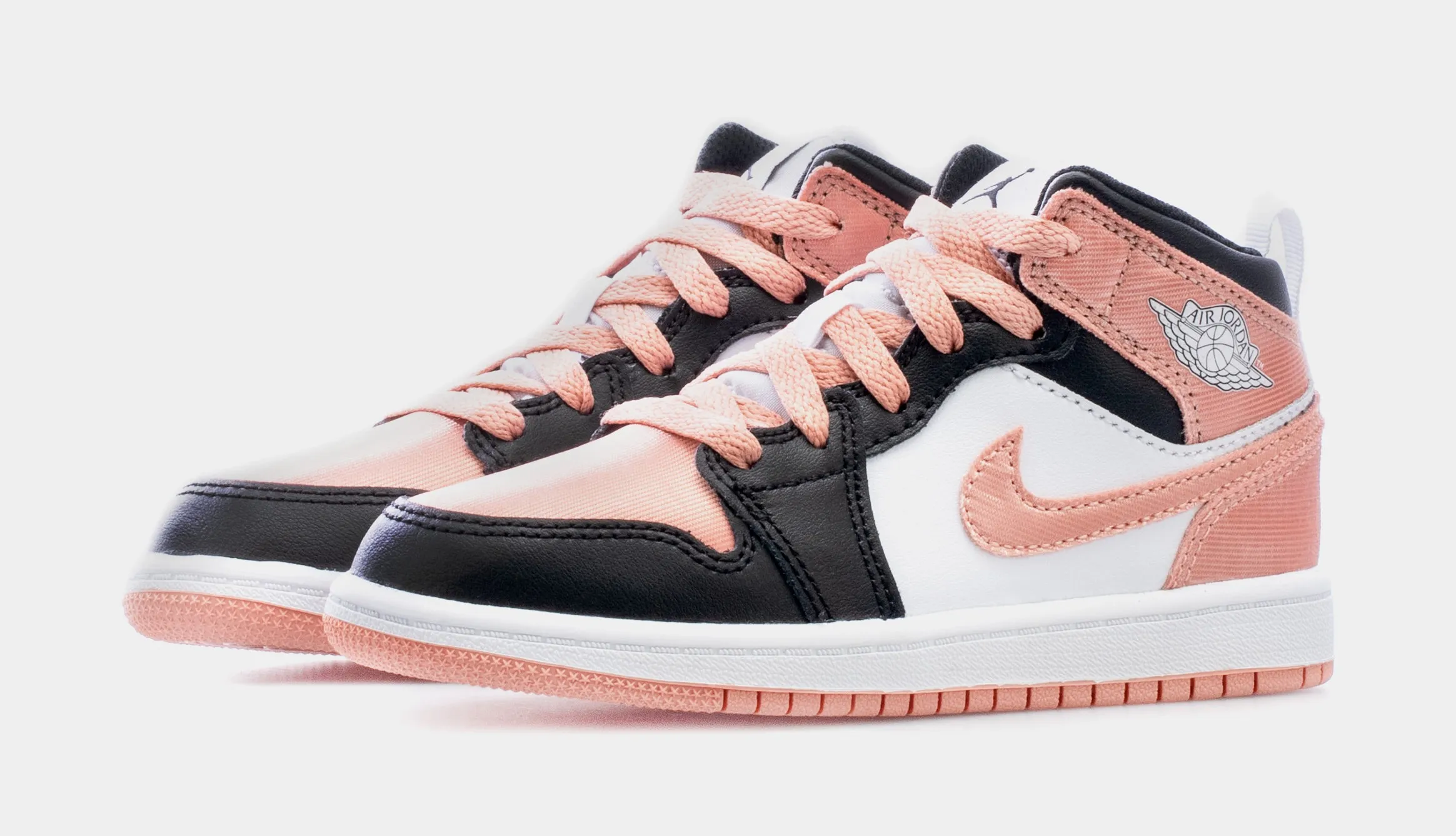 Air Jordan 1 Mid Preschool Lifestyle Shoes (Black/Pink)