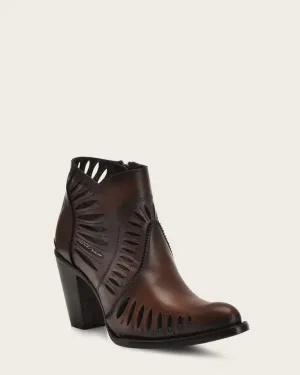 Ankle simple perforated brown bootie