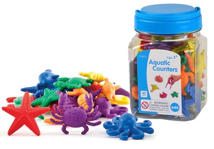 Aquatic Counters 42pc Jar with Tweezer & Activity Guide