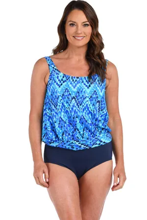 Artisan Ikat Blouson Tankini Top