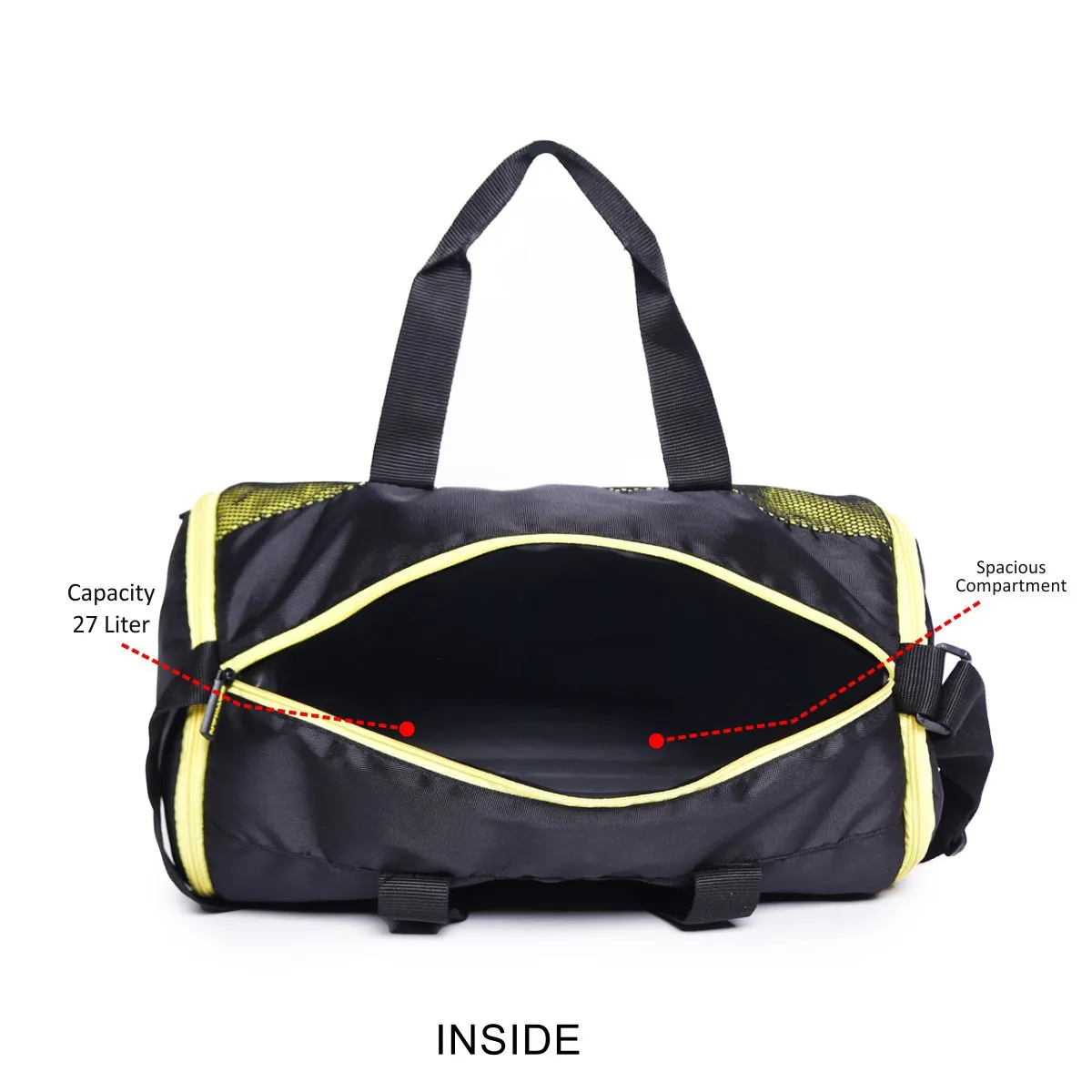 ASTRID YELLOW TRAVEL DUFFLE,GYM BAG MEDIUM SIZE