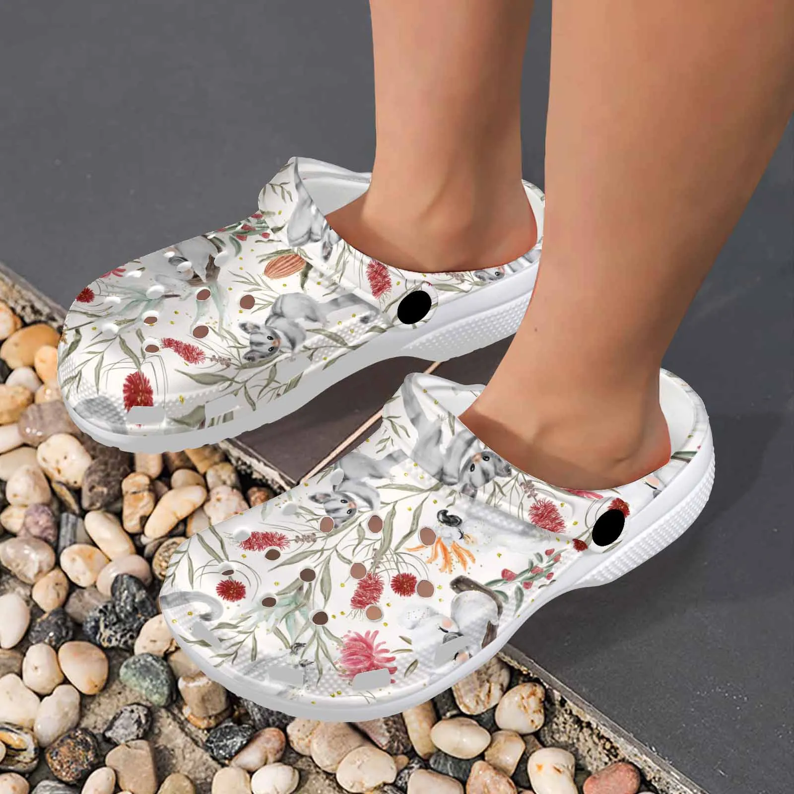 Australian Animals, Koala Cockatoo and Sugar Glider  Custom Print Adults Clogs