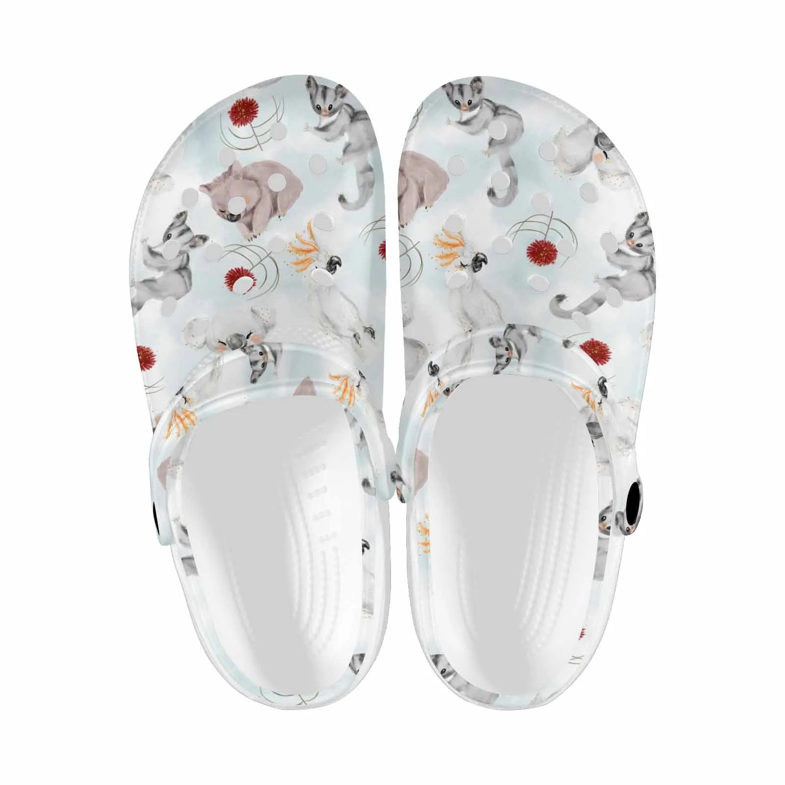 Australian Animals Koala, Sugar Glider, Wombat  Custom Print Adults Clogs