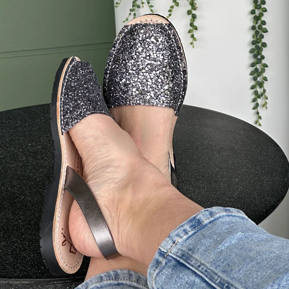 Avarcas Ladies Gunmetal Glitter Shoe - Gunmetal Glitter