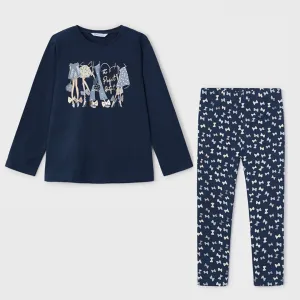 AW24 Mayoral Girls Blue Bows Leggings Set 4072 & 4704