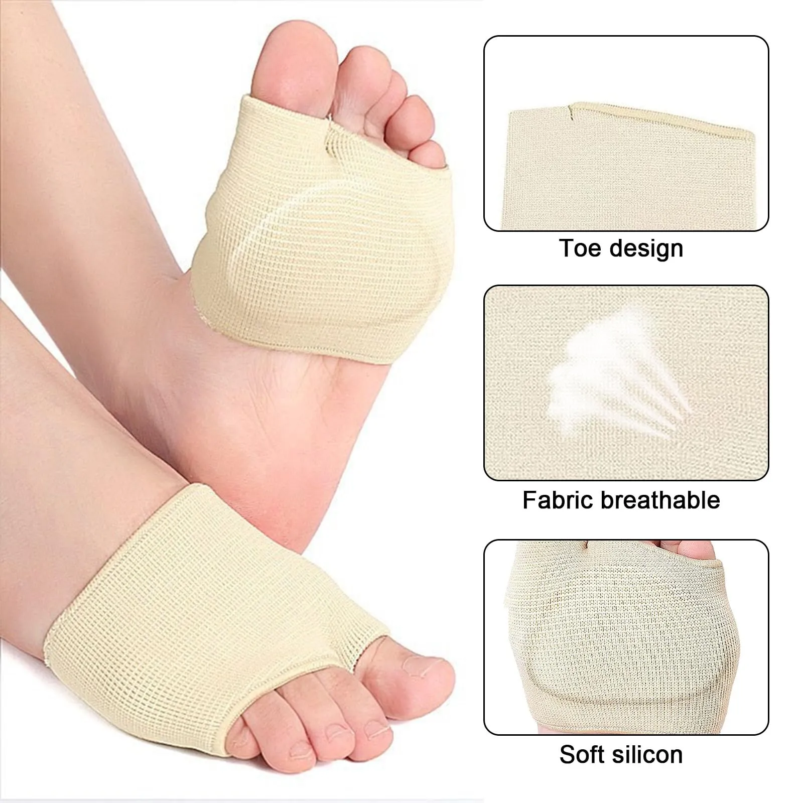 AYNKH Metatarsal Pads Metatarsal Gel Protector Cushion for Women Men Bunion Foot Cushion Fabric Soft Socks for Feet Support Pain Relief Gel Foot Pad for Heels Metatarsalgia