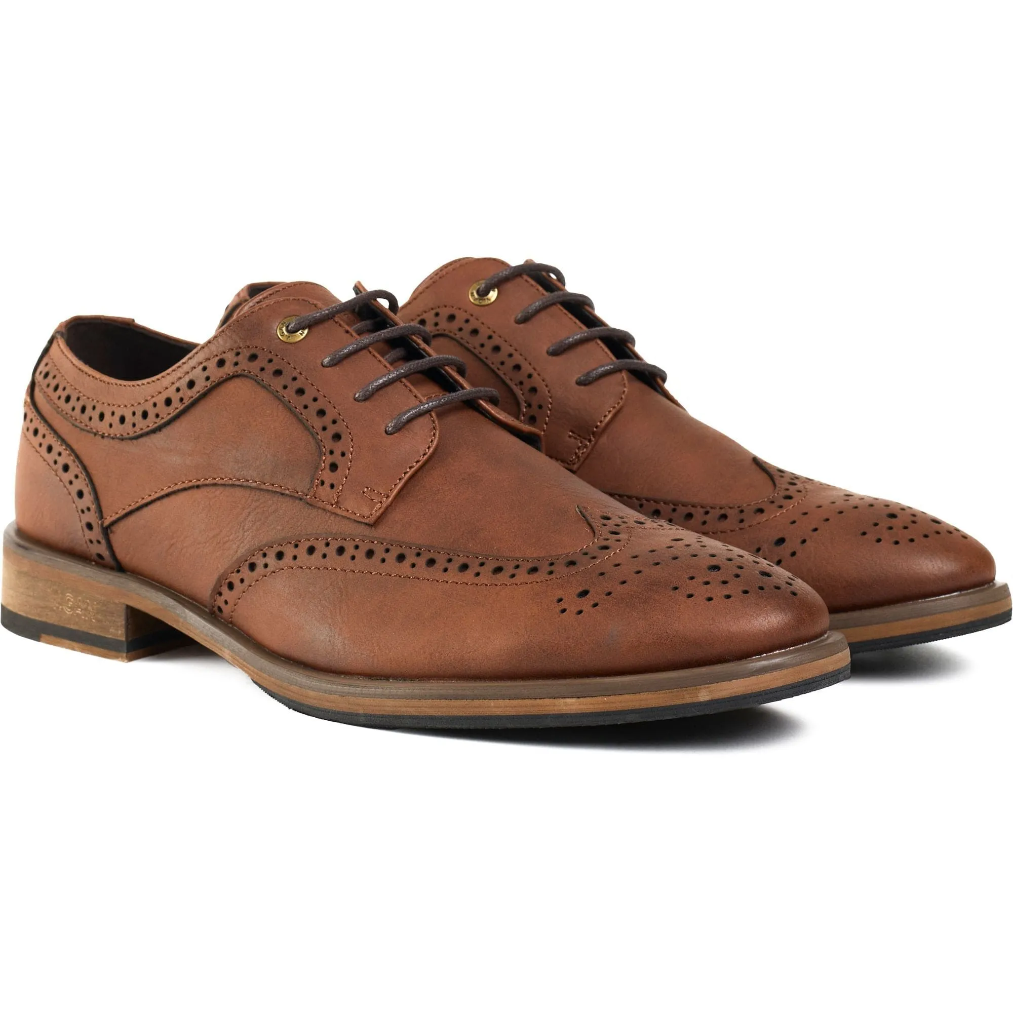 Barley 2 Men's Vegan Leather Brogue Shoes | Tan