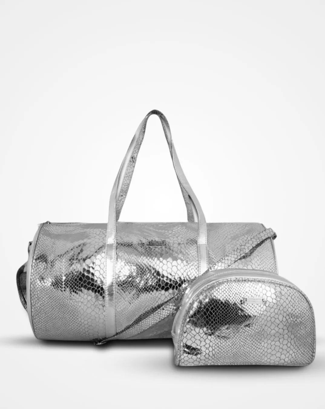 Bella- The Silver Snake Print Leather Magpie Tripper with Toiletry Kit - Overnight Drum Bag