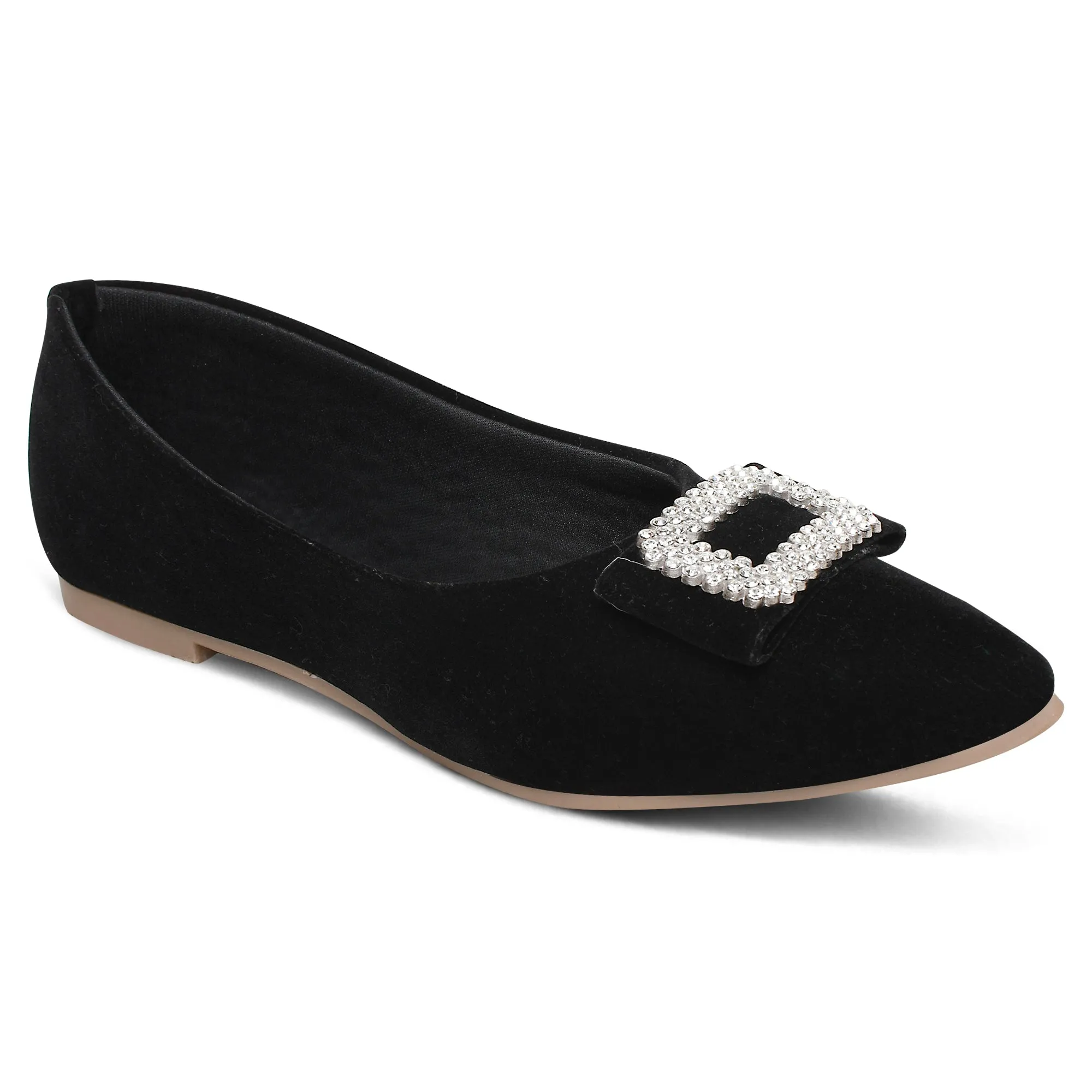 Black Embellished Flat