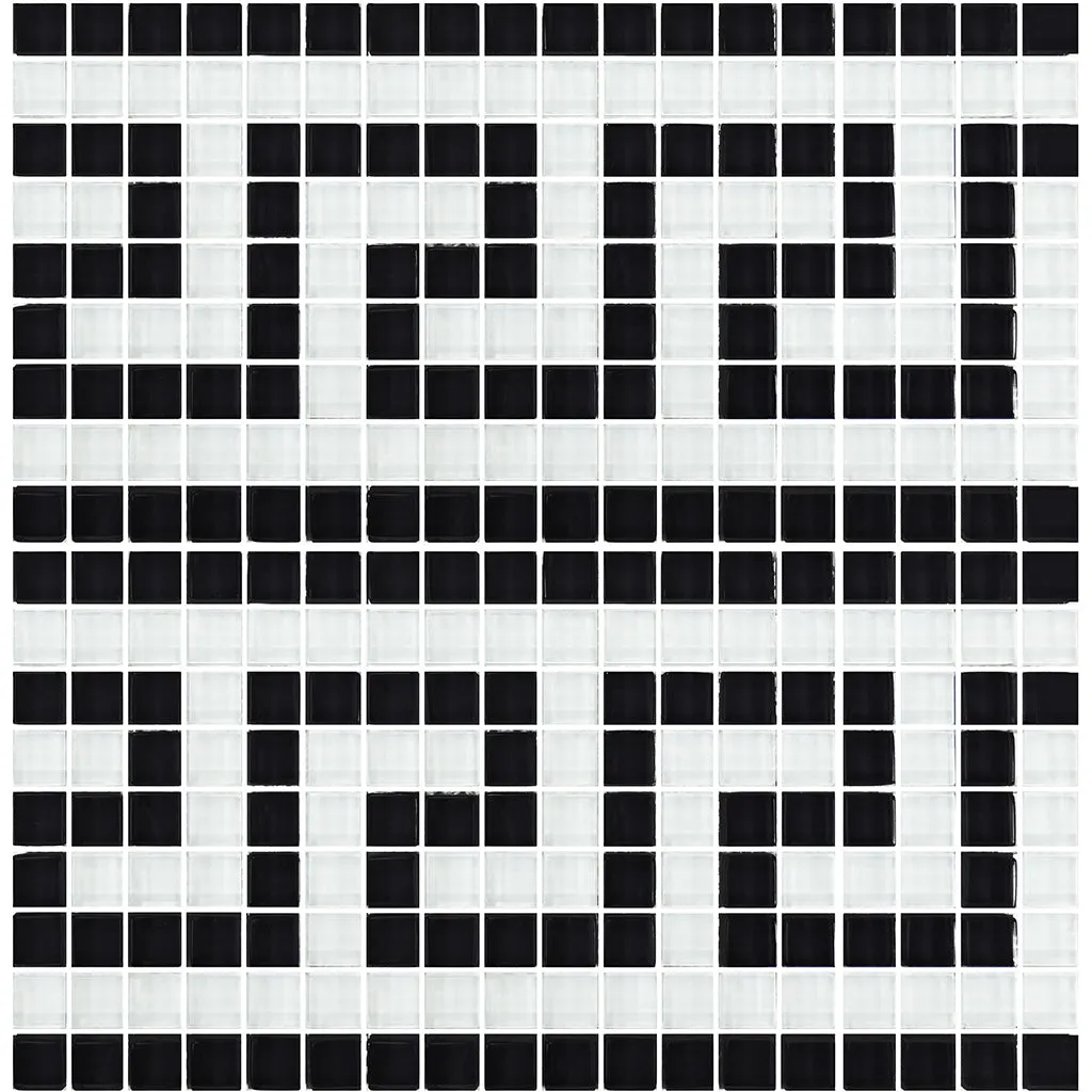 Black White, 5/8" x 5/8" - Glass Tile