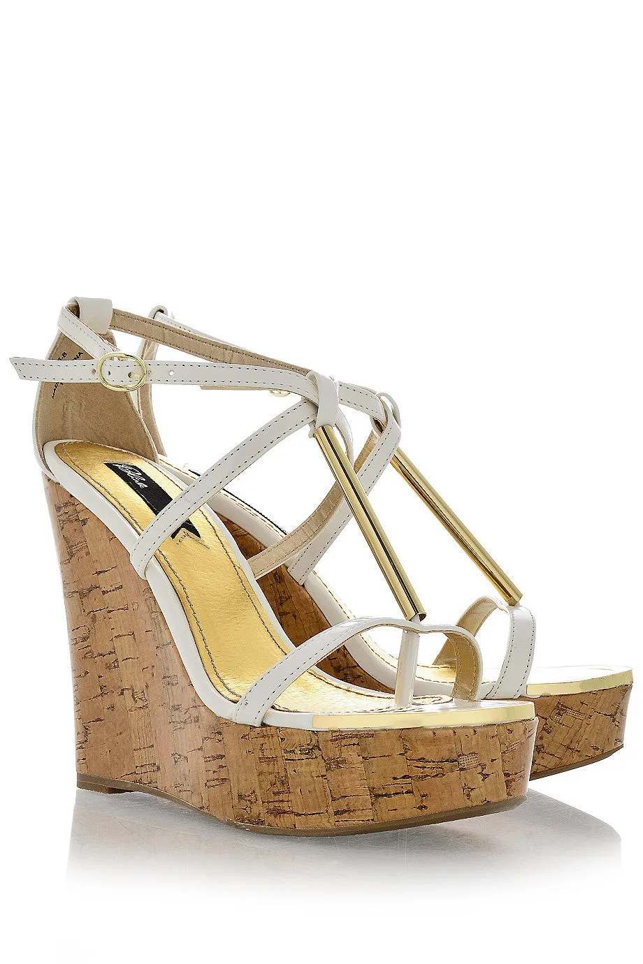 BLINK WINONA White Patent Cork Wedges