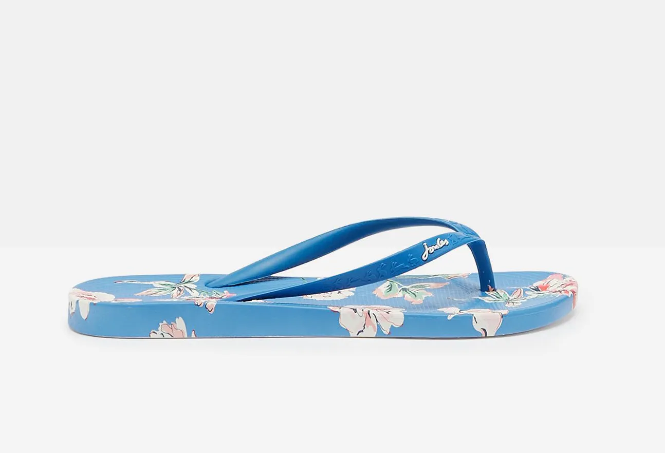 Blue Floral Printed Flip Flops - Ladies - Select Size