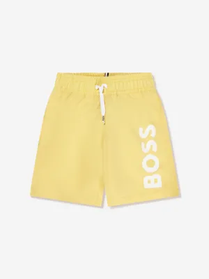 BOSS Boys Logo Swim Shorts In Yellow