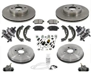 Brake Rotors & Ceramic Brake Pads Drums Shoes Cyl Hubs Kit 04-06 Scion xB 12pc