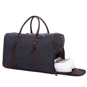 Canvas Duffel Travel Bag Gym Bags with Shoe Compartment