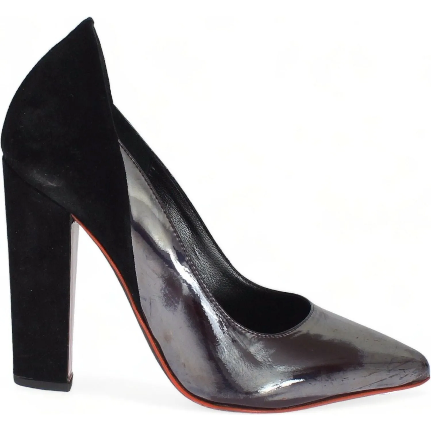 Cédric Charlier Chic Metallic Gray Leather Pumps