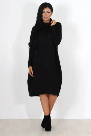 Charley Black Cowl Neck Oversized Jumper Dress