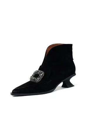 Chic Pointed-Toe Ankle Leather Boots