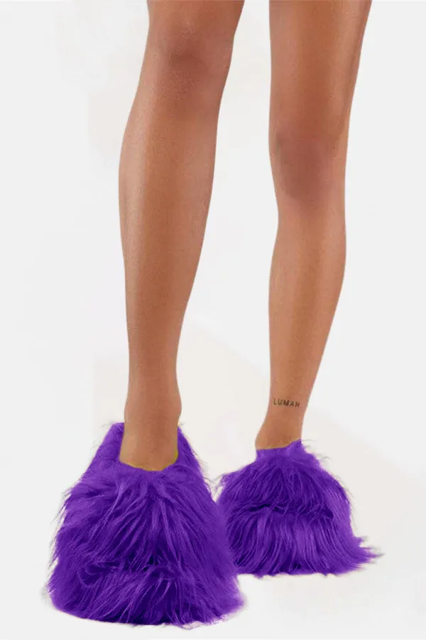 Chic Solid Color Furry Slippers