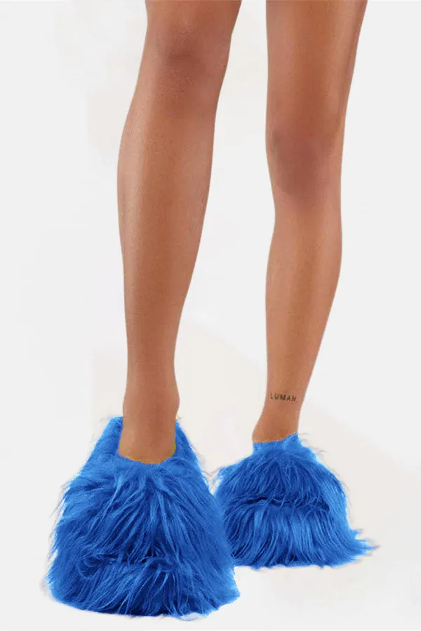 Chic Solid Color Furry Slippers