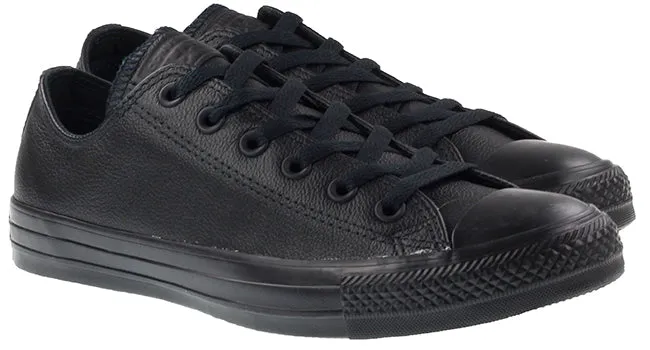 Converse Mens Shoes Ox Low Black Mono Leather