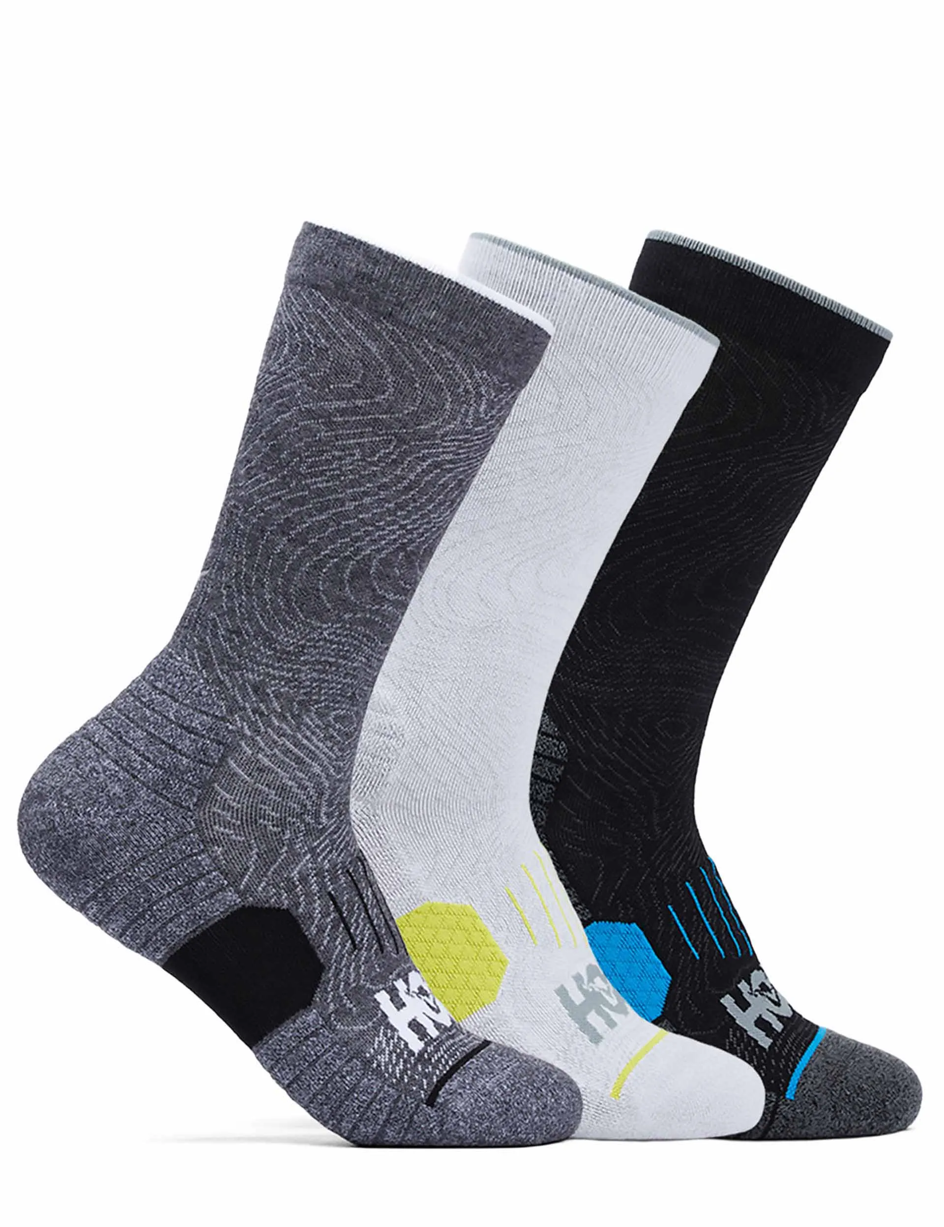 Crew Run Sock 3-Pack - White/Black/Grey