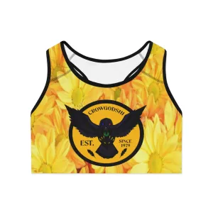 Crowgodshi Designer Sunflowers Sports Bra