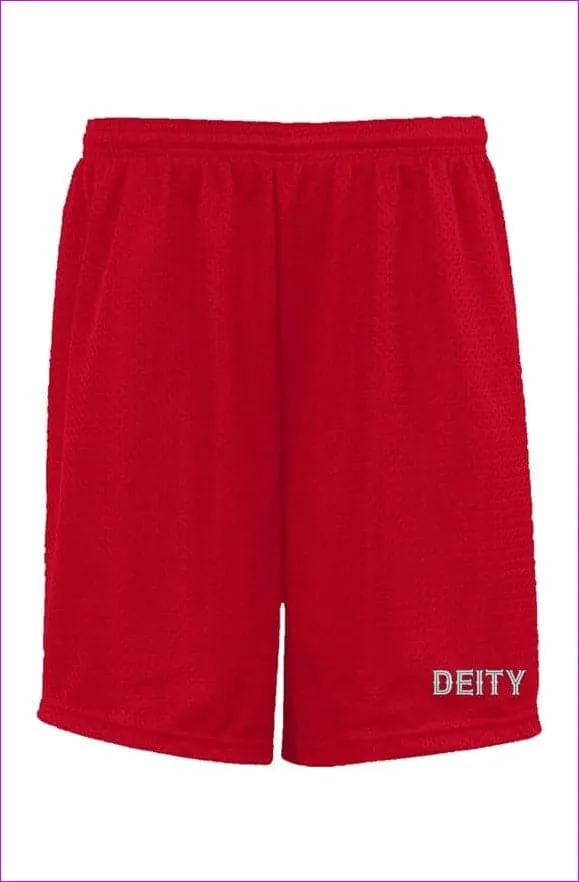 Deity Embroidered Premium Red Classic Mesh Shorts