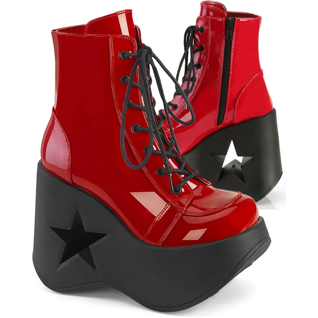 DemoniaCult Dynamite 106 Red Patent Boots