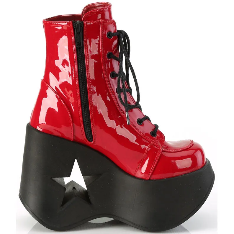 DemoniaCult Dynamite 106 Red Patent Boots