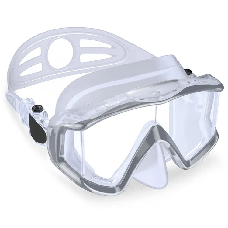 DM600 Silica Gel Diving Mask Swimming Goggles Diving Equipment for Adults (White)