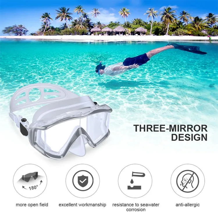 DM600 Silica Gel Diving Mask Swimming Goggles Diving Equipment for Adults (White)