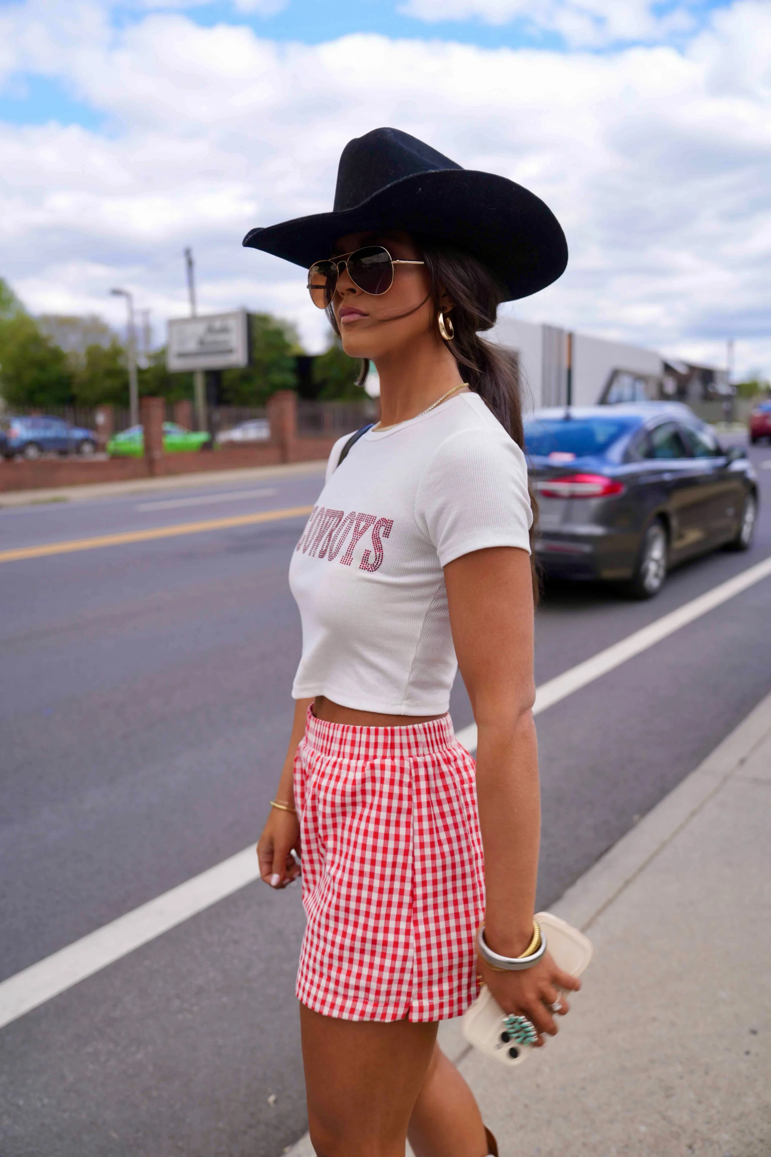 Effortless Shorts Red/White Gingham