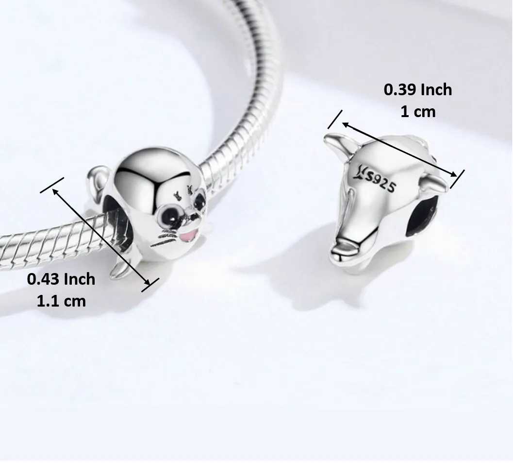 Enamel Baby Seal Bead Charm 925 Sterling Silver