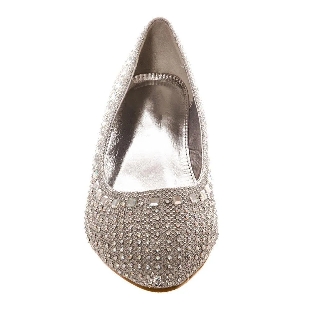 Flat Diamante and jeweled Soft Curved Ballerina Shoe