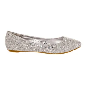 Flat Diamante and jeweled Soft Curved Ballerina Shoe