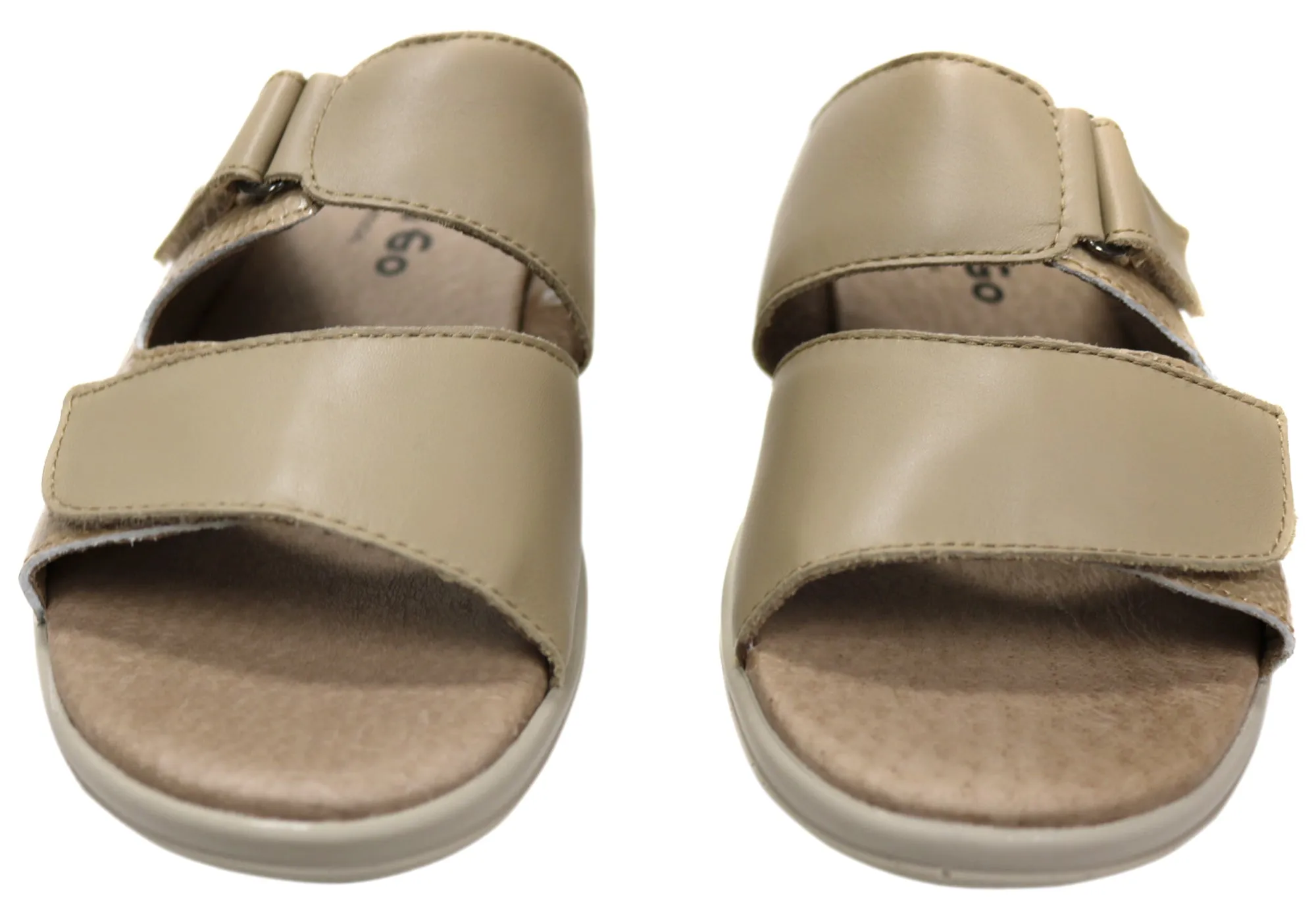 Flex & Go Banksia Womens Leather Slides Sandals Made In Portugal