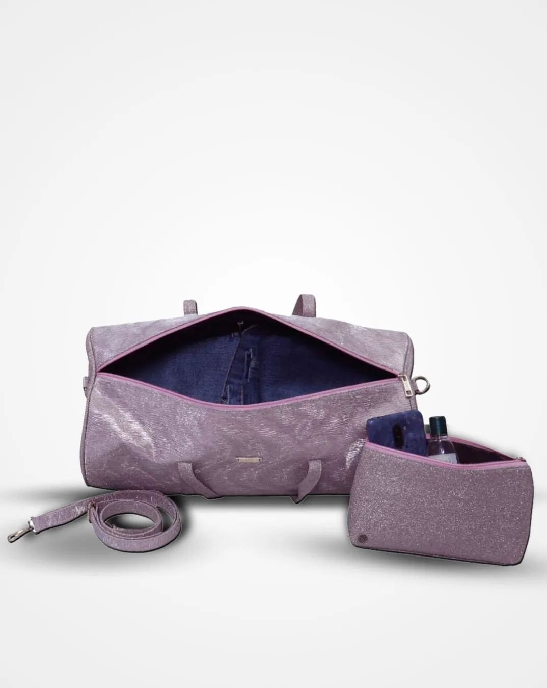 Glint Shimmer Pink Magpie Tripper with Toiletry Kit - Overnight Drum Bag