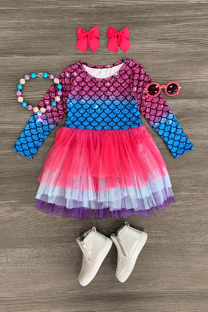 Glitter Mermaid Scale Tutu Dress