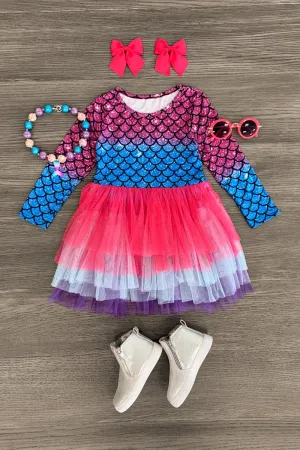 Glitter Mermaid Scale Tutu Dress