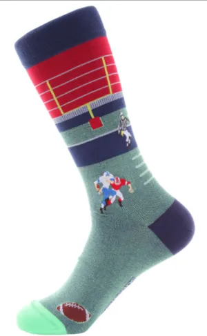 Gridiron Football Themed Men's Crew Sock